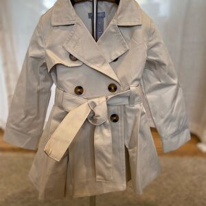 Tahari Tan Raincoat Double-Breasted Belted